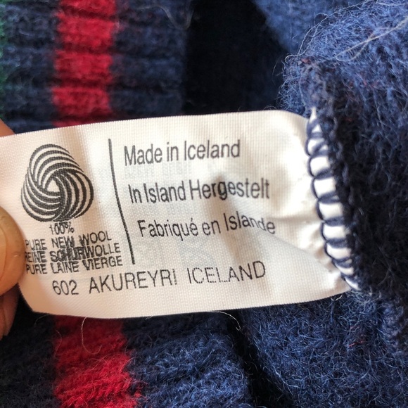 Vintage Alafoss Icelandic pattern sweater wool blue size Medium - Picture 5 of 7